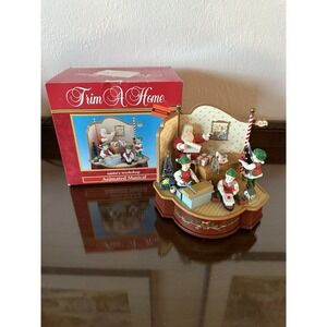 VTG Trim A Home Santa's Workshop Animated Musical Wind Up Christmas MATRIX Inc